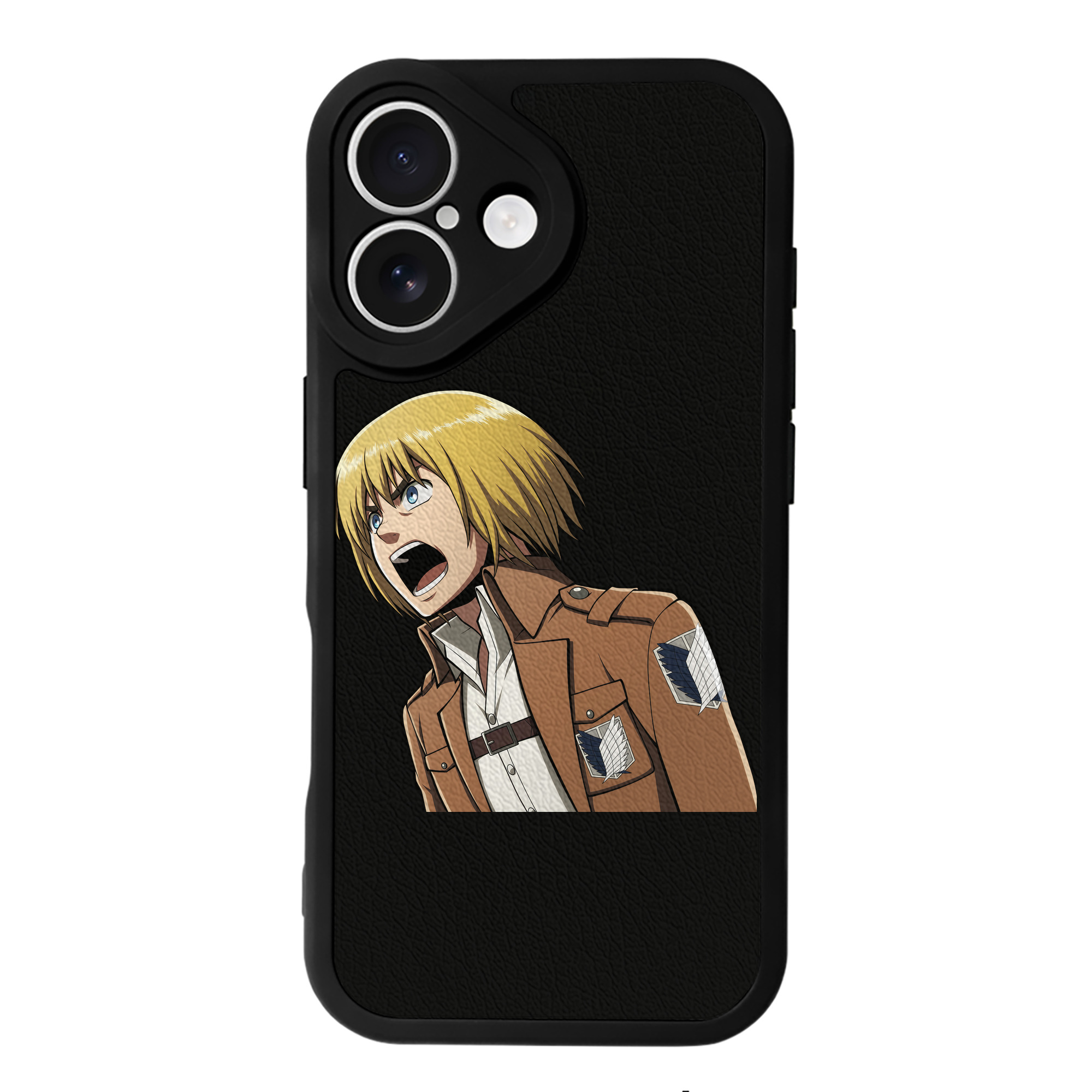 （画像用） 進撃の巨人 アルミン·アルレルト Attack on Titan Armin Arlert 【iPhone 16シリーズ対応】シリコンスマホケース（レザー調） 材質：シリコン